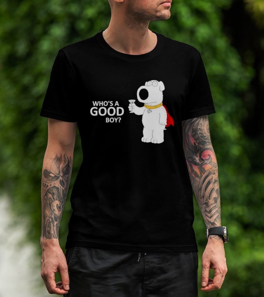Brian Griffin Who's A Good Boy Family Guy Red Cape Martini T-Shirt