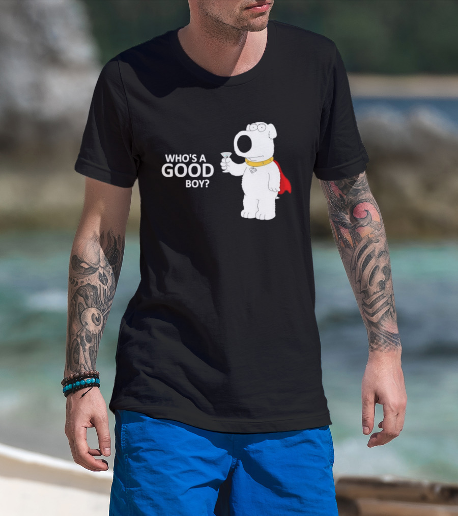 Brian Griffin Who's A Good Boy Family Guy Red Cape Martini T-Shirt