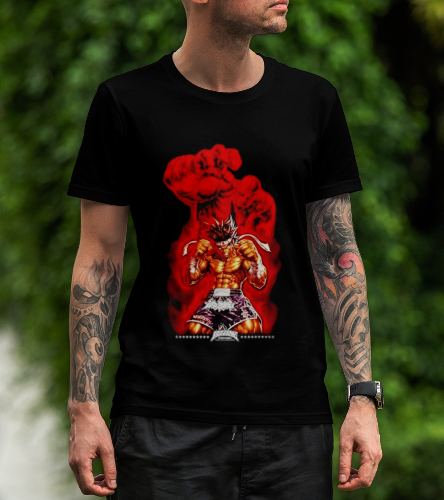 Brick And Bone Fight Club Thai Boxing Warrior With Fiery Fist T-Shirt