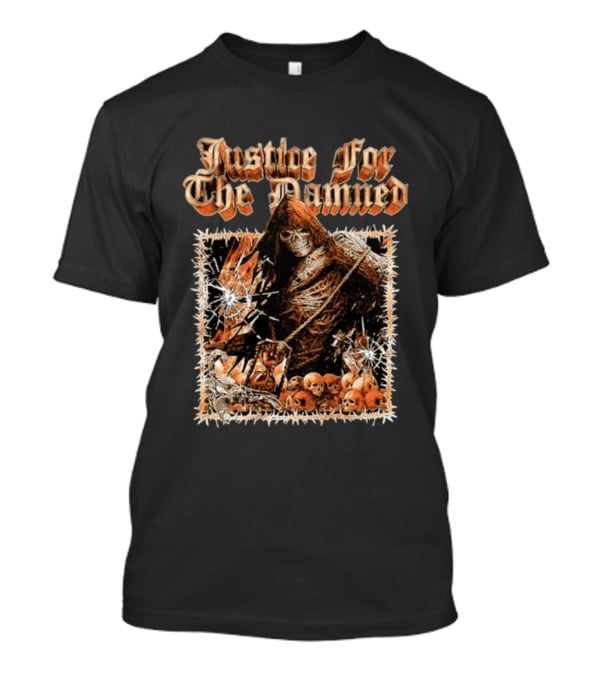Justice For The Damned Grim Reaper Scorpion Skeleton Skulls T-Shirt