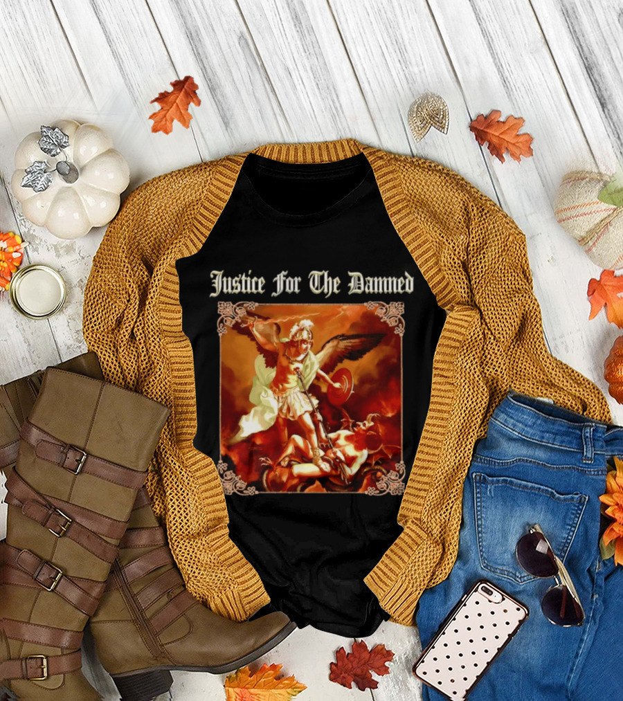 Justice For The Damned Metalcore Hardcore Knight And Fallen Angel Battle T-Shirt
