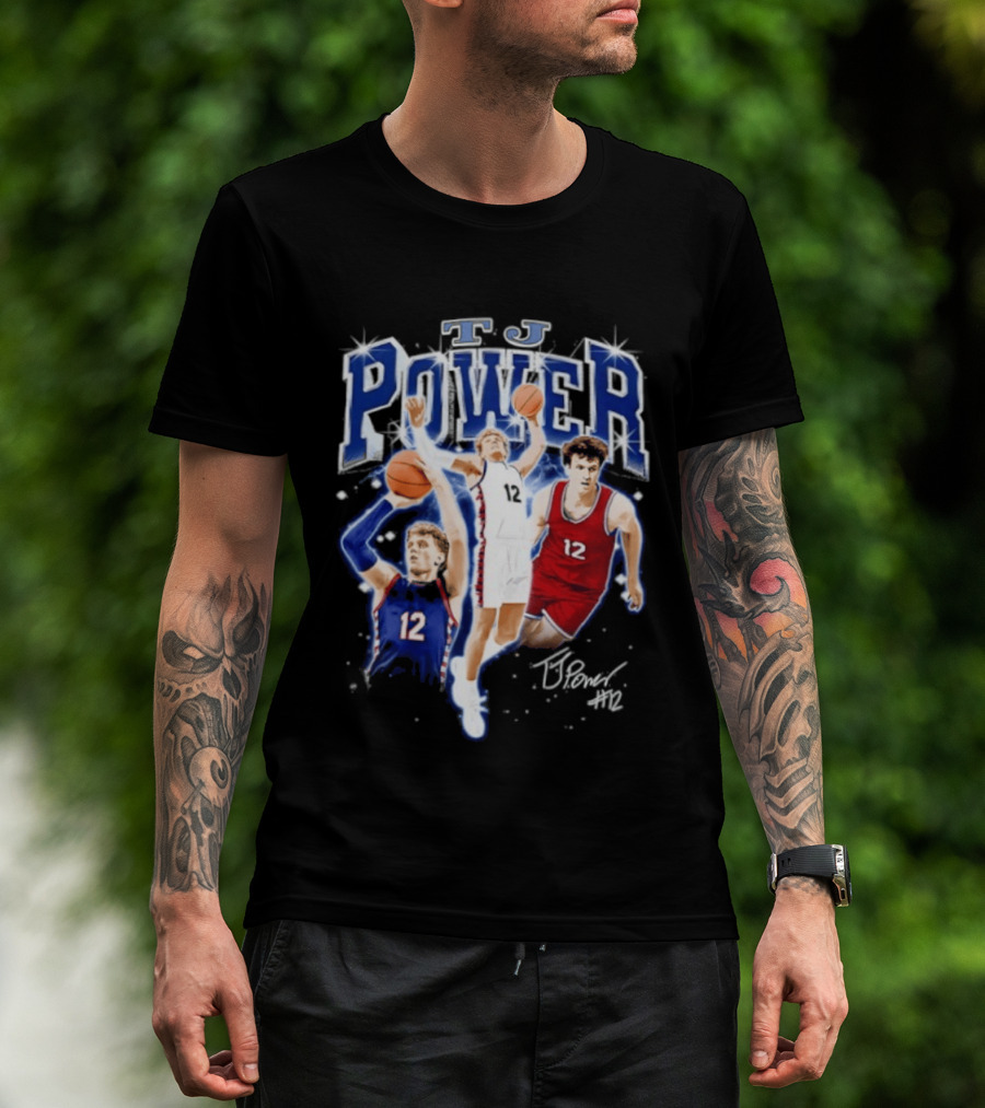TJ Power Penn Quakers Basketball Player Number 12 Collage T-Shirt