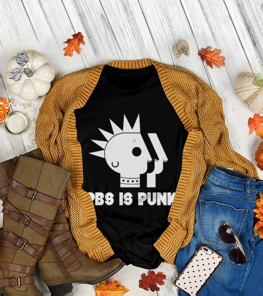 PBS Is Punk Distressed Style Mohawk Head Everyday Wear T-Shirt