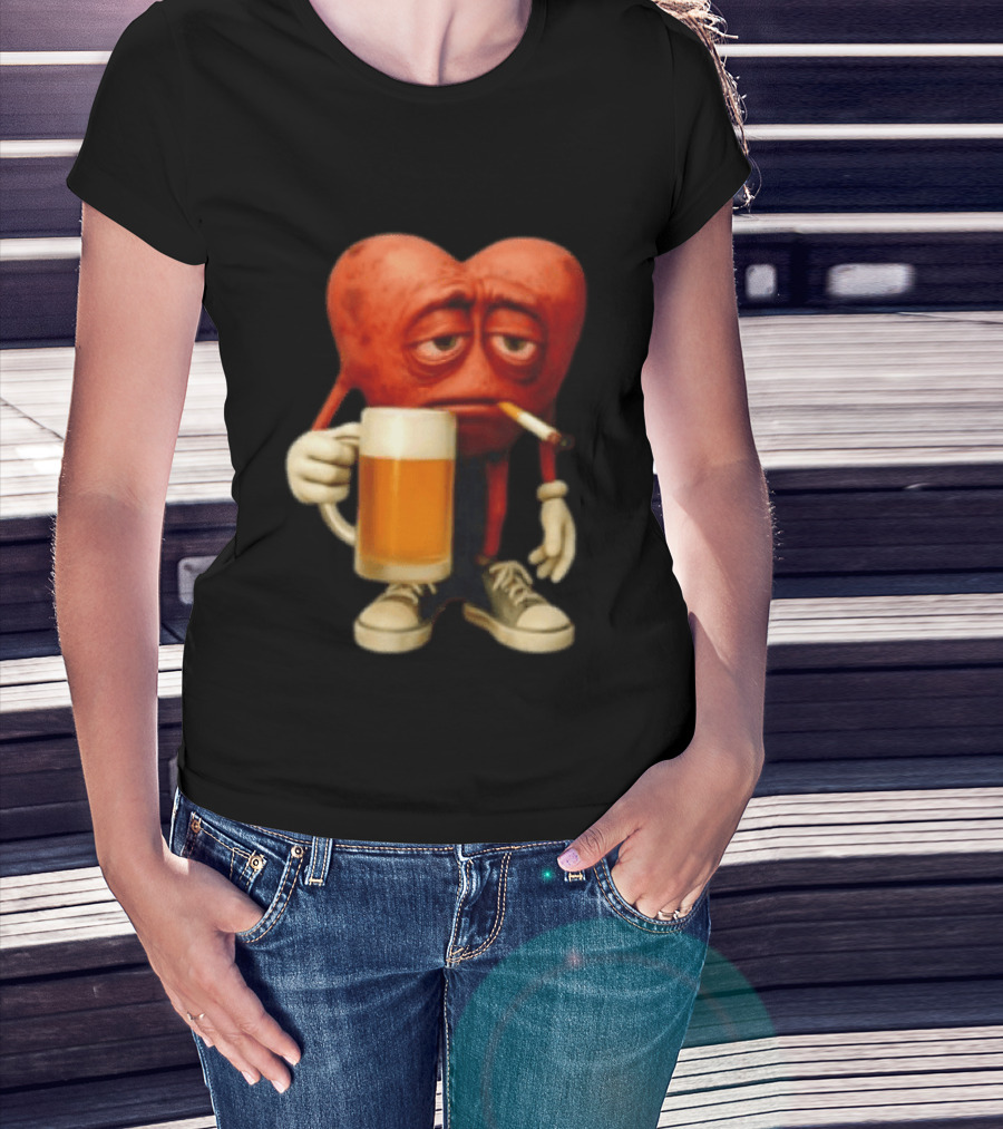 Your Heart Smoking Cigarette And Holding Beer In Sneakers T-Shirt