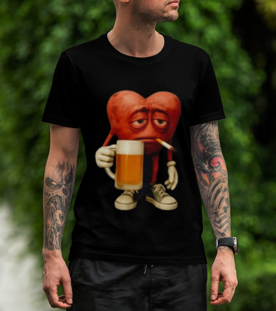 Your Heart Smoking Cigarette And Holding Beer In Sneakers T-Shirt