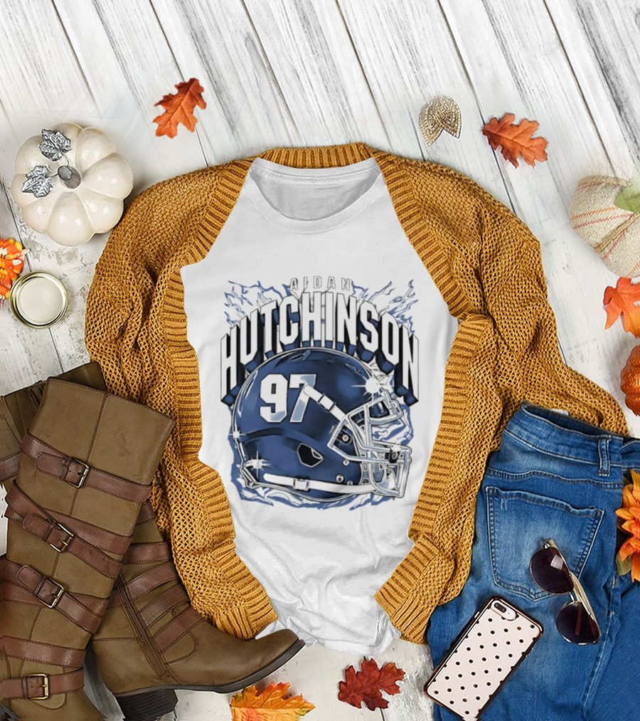 Aidan Hutchinson 97 Detroit Lions Football Helmet T-Shirt