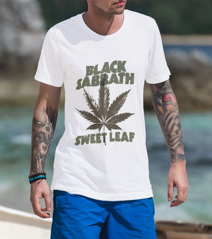 Black Sabbath Sweet Leaf Cannabis Leaf T-Shirt