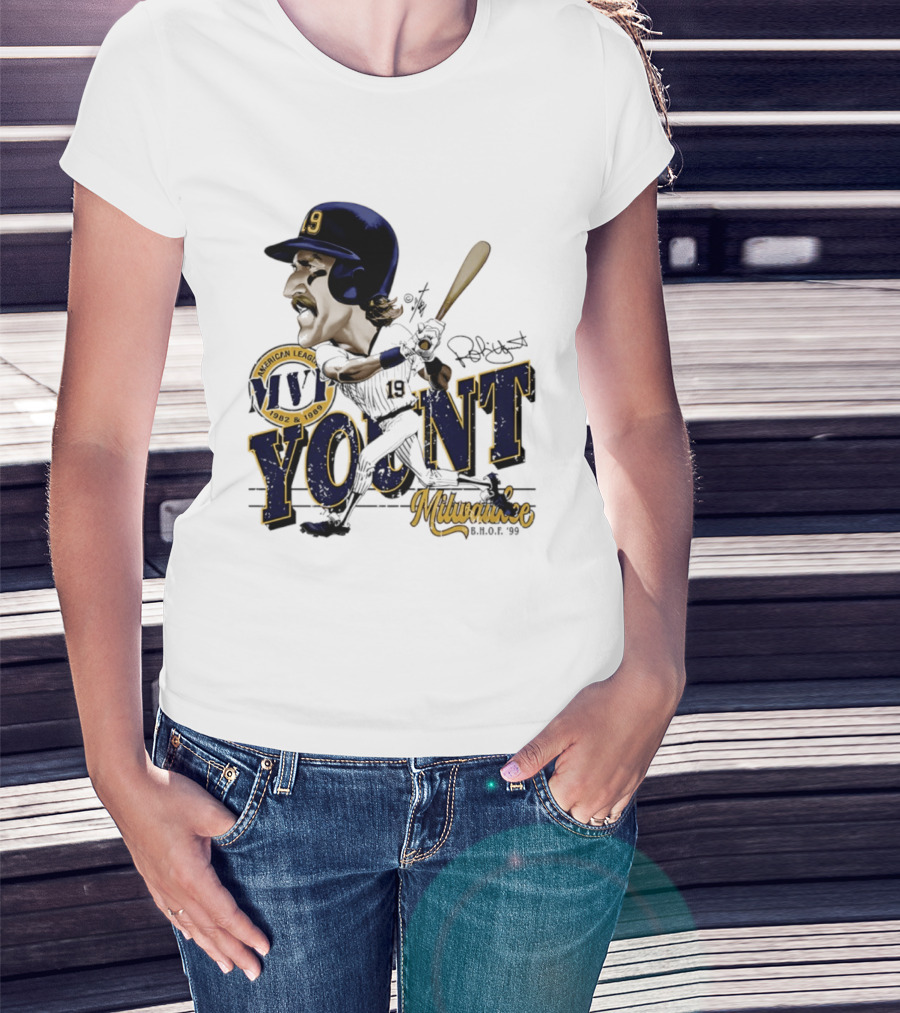 Robin Yount Milwaukee MVP American League 1982 1989 Milwaukee B.O.C. '90 T-Shirt