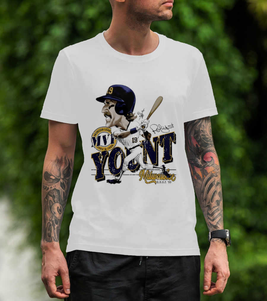 Robin Yount Milwaukee MVP American League 1982 1989 Milwaukee B.O.C. '90 T-Shirt