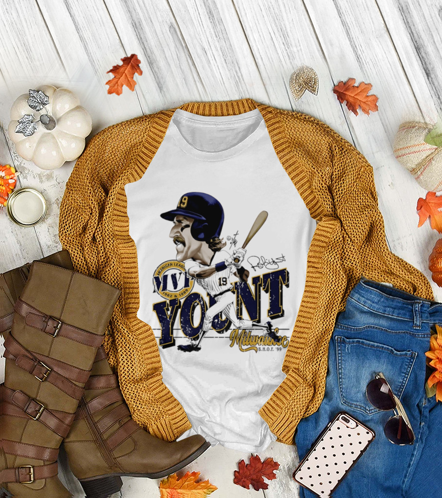 Robin Yount Milwaukee MVP American League 1982 1989 Milwaukee B.O.C. '90 T-Shirt