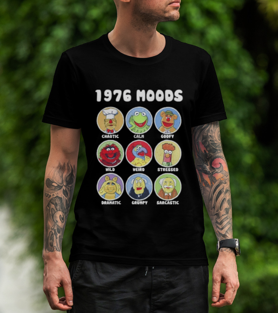 1976 Moods The Muppets Kermit Miss Piggy Animal Fozzie Beaker Swedish Chef Bunsen Honeydew Sam Eagle Statler Waldorf T-Shirt