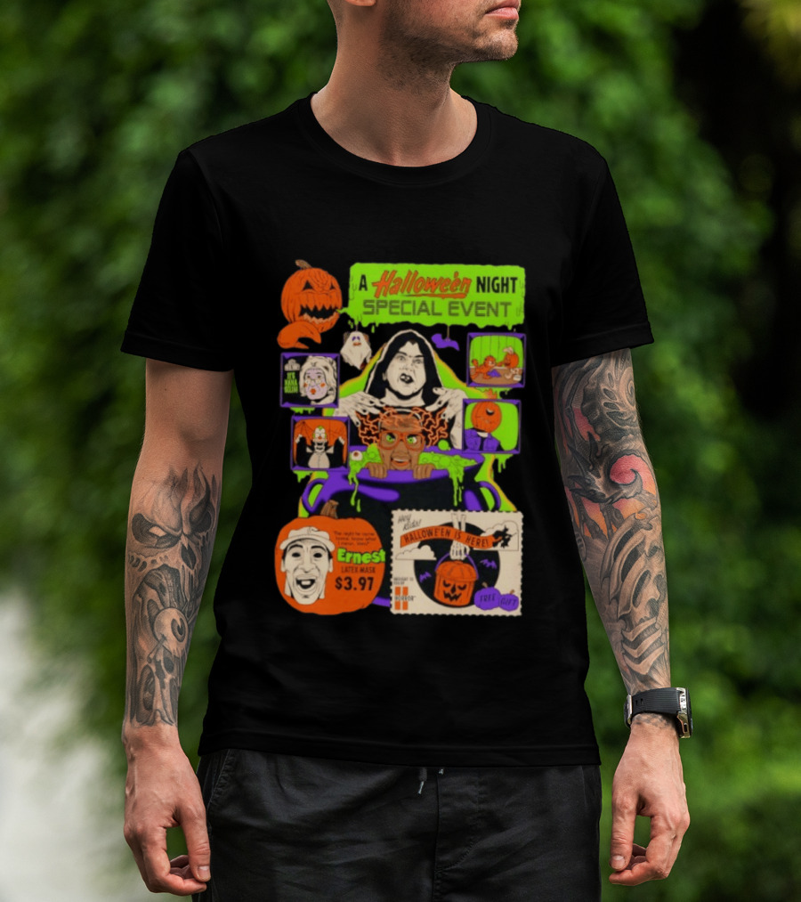 Halloween Special Event Ernest Latex Mask $3.97 Includes Free Gift Spooky Night T-Shirt