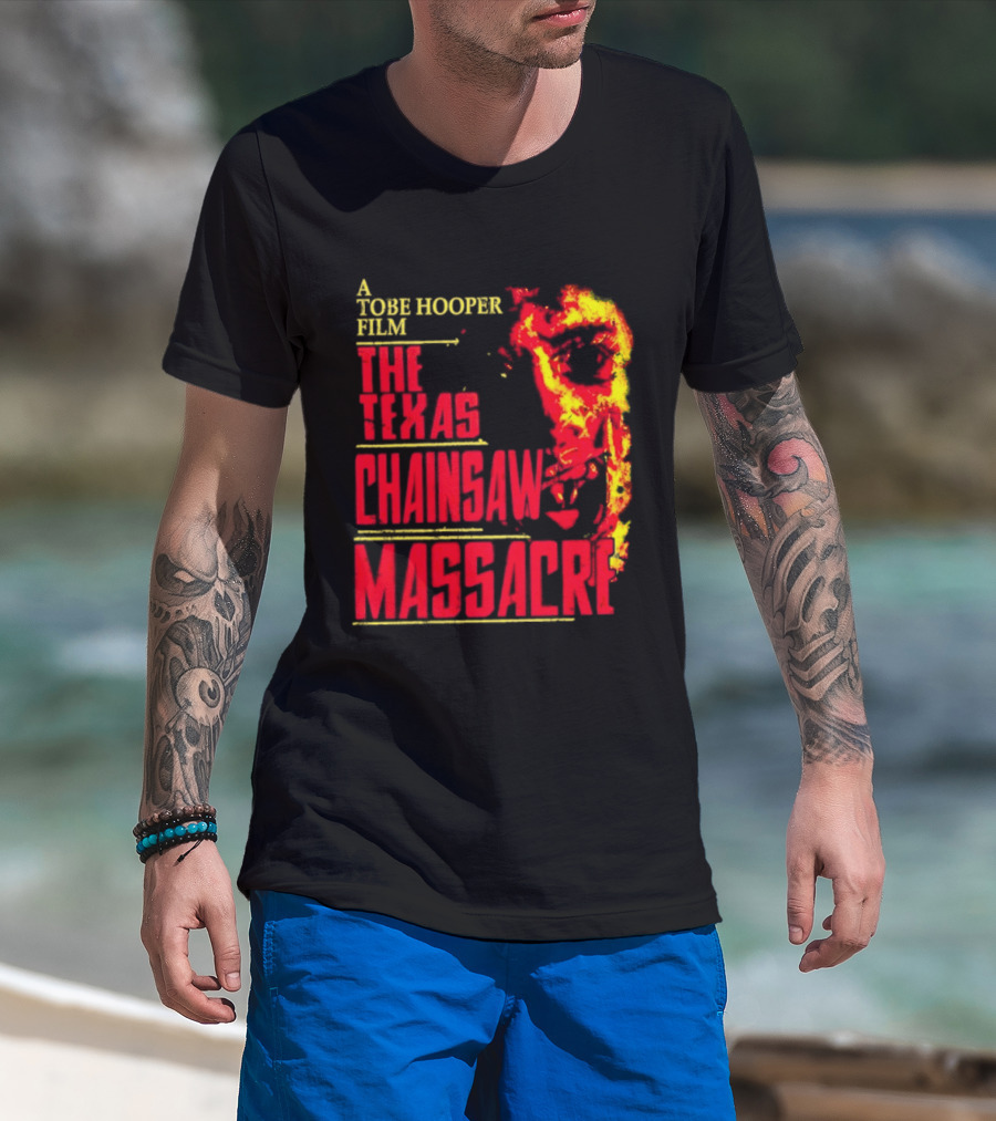 A Tobe Hooper Film The Texas Chainsaw Massacre Flame Chainsaw T-Shirt