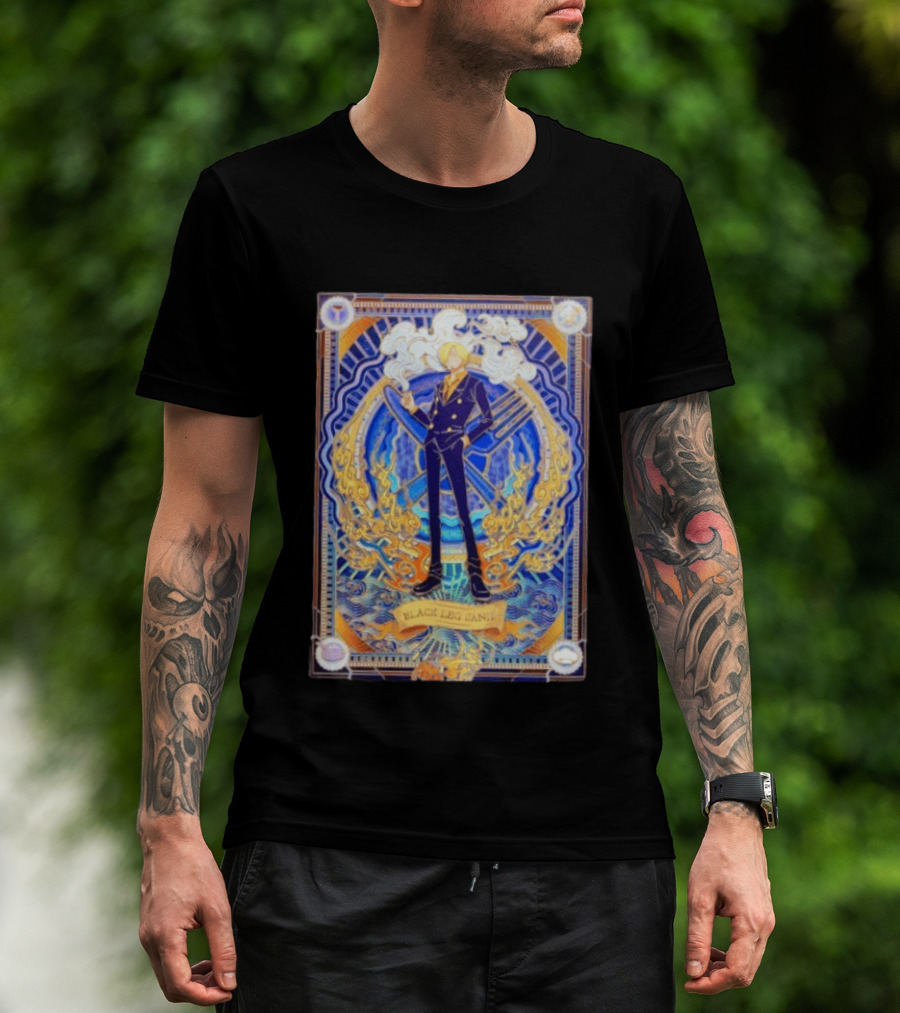 Sanji Black Leg Flames Smoking One Piece Character Art Tarot T-Shirt