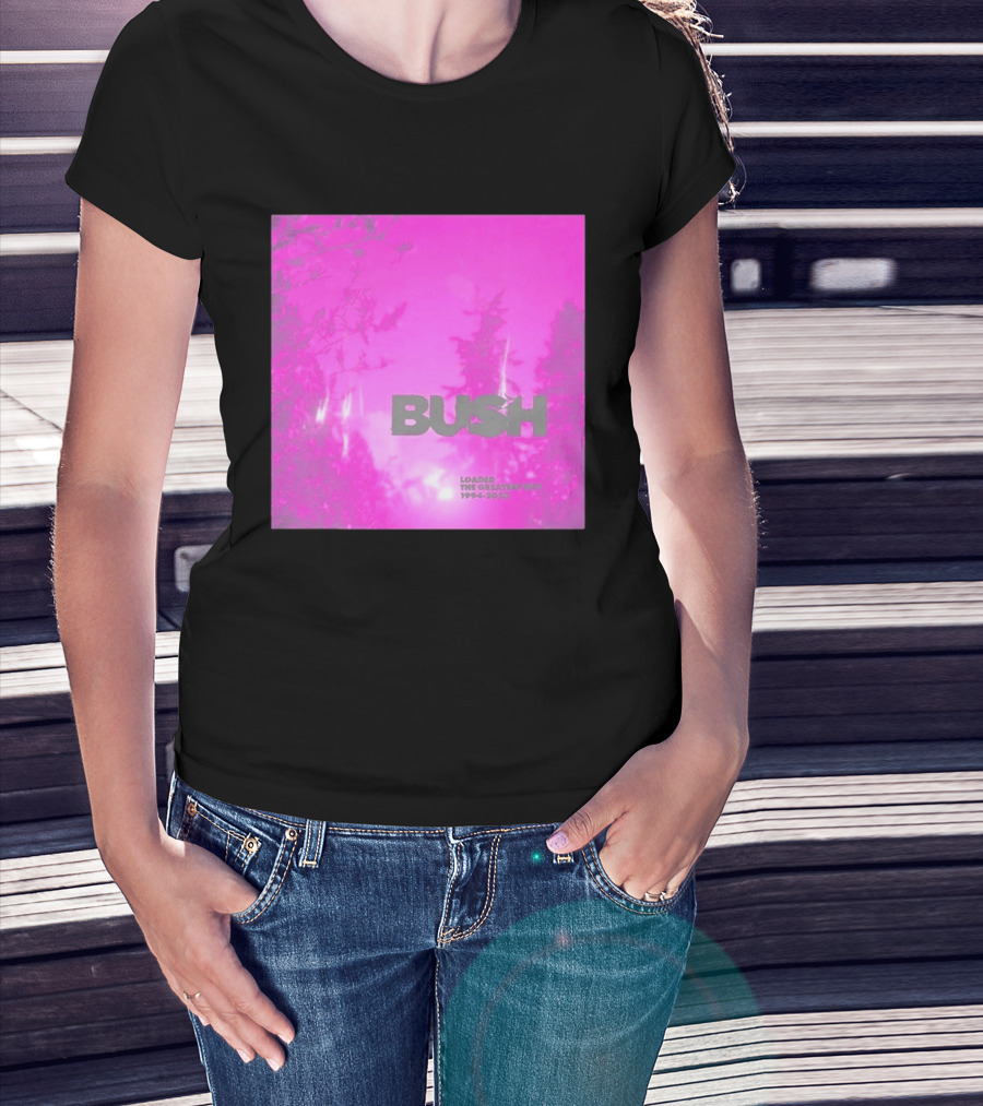 Bush Loaded The Greatest Hits 1994 2023 Pink Album Cover T-Shirt