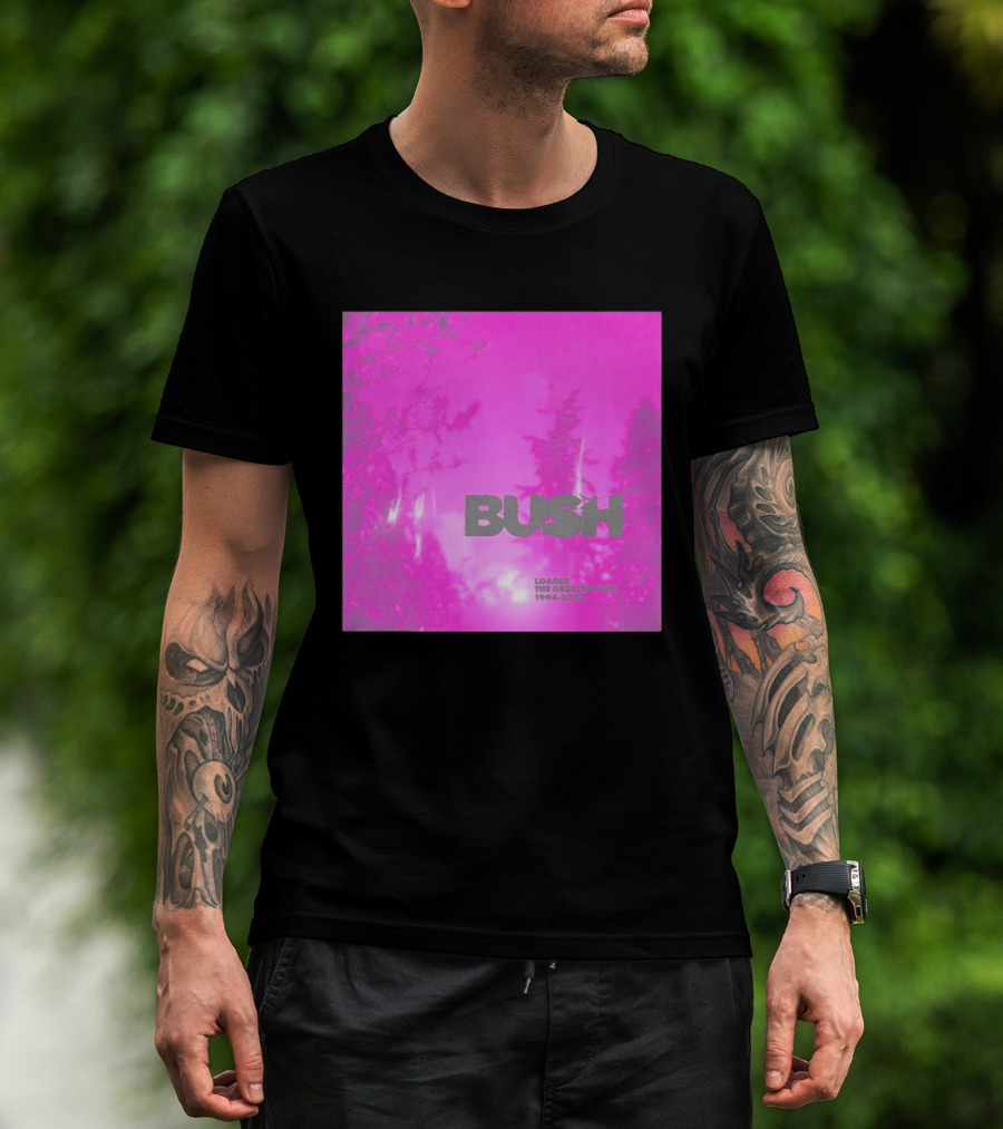Bush Loaded The Greatest Hits 1994 2023 Pink Album Cover T-Shirt