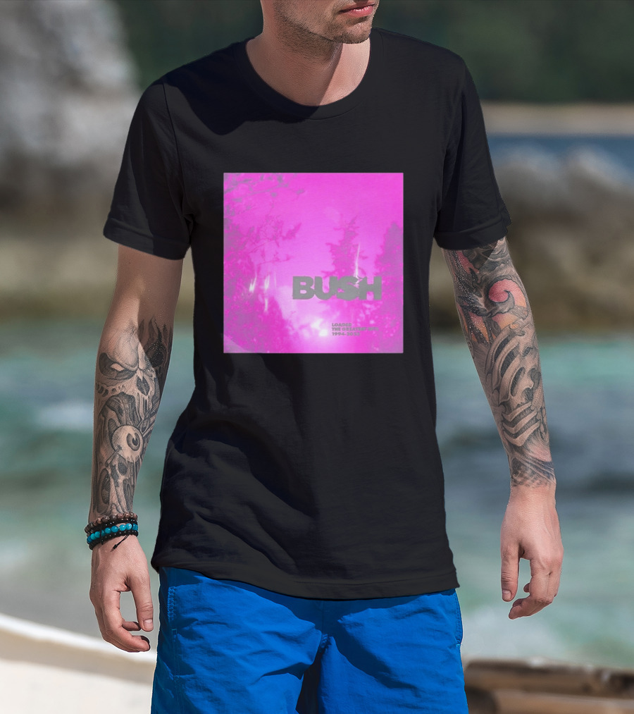 Bush Loaded The Greatest Hits 1994 2023 Pink Album Cover T-Shirt
