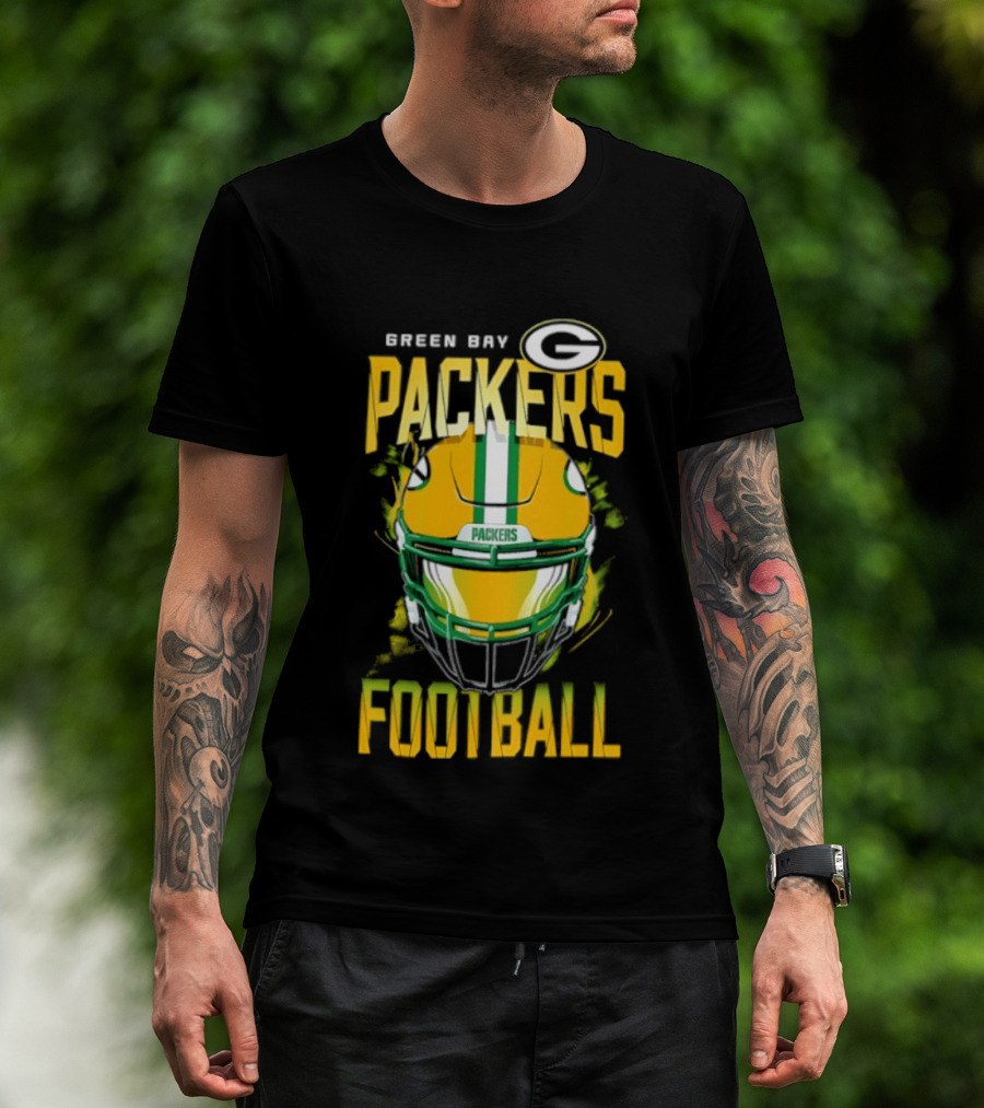 Green Bay Packers Football Helmet Packers Football T-Shirt