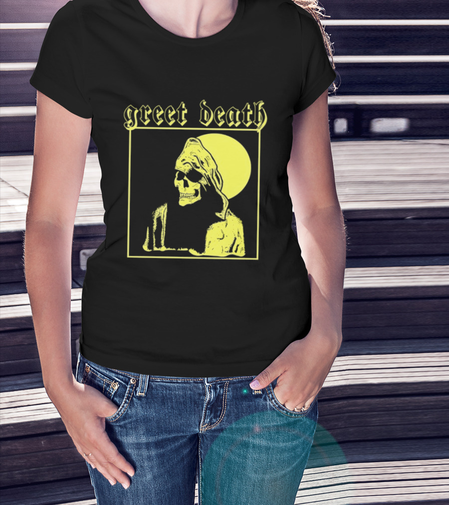 Greet Death Grim Reaper Band Alternative Rock Skeleton Halo T-Shirt