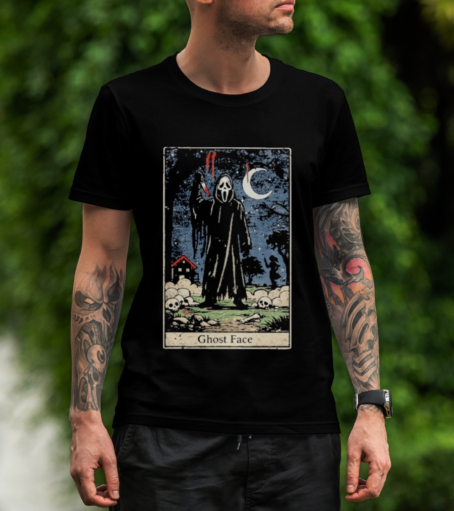 Ghost Face Scream Changes Tarot Card Crossover Halloween Horror Villain T-Shirt