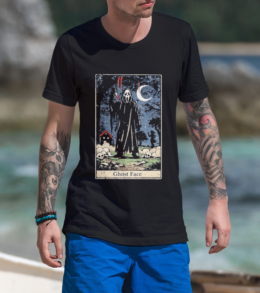 Ghost Face Scream Changes Tarot Card Crossover Halloween Horror Villain T-Shirt