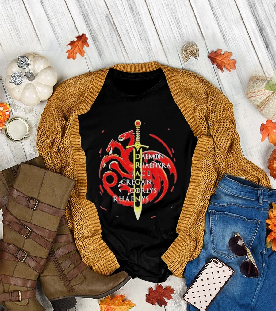 Daemon Rhaenyra Jace Cregan Corlys Rhaenys Dragon Sword Emblem The Reel Rejects T-Shirt