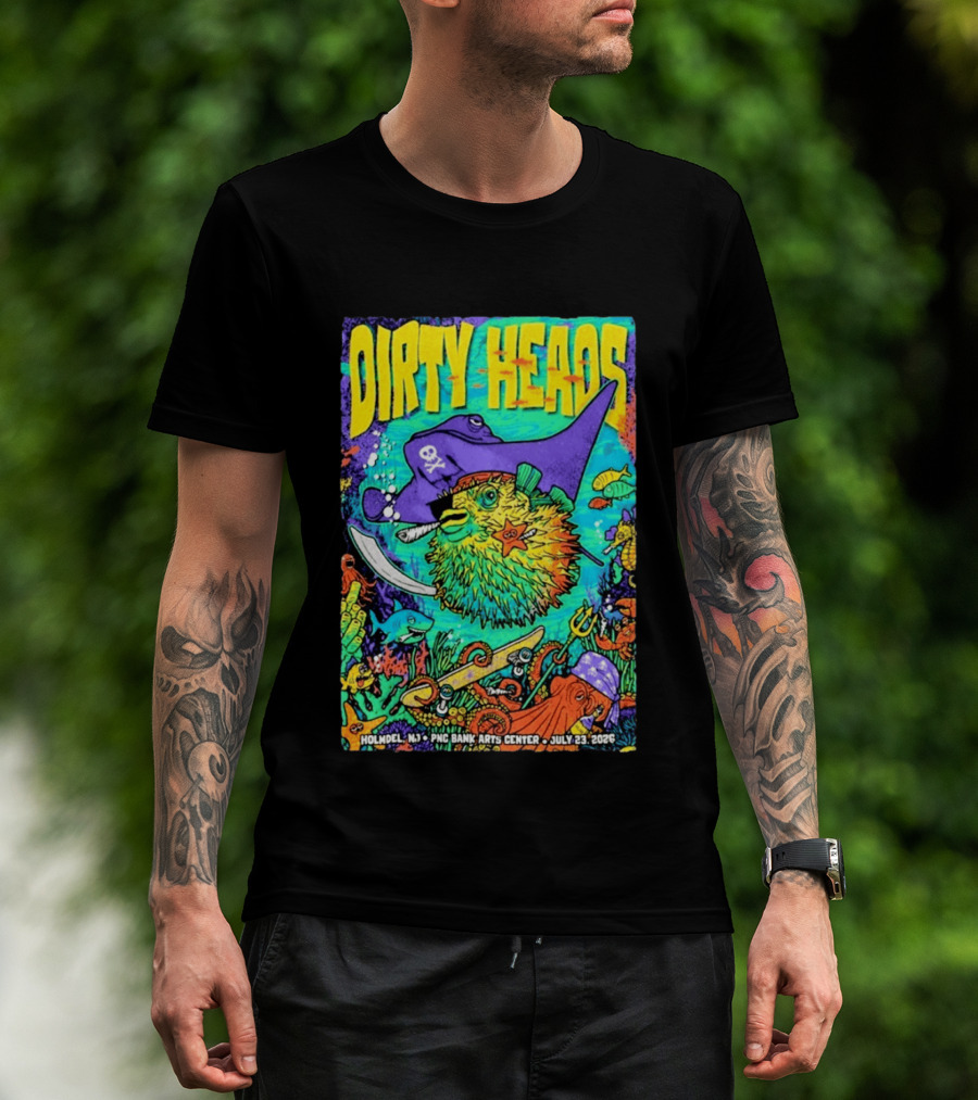Dirty Heads Holmdel NJ July 23 2026 PNC Bank Arts Center Pirate Theme Ocean Creatures T-Shirt