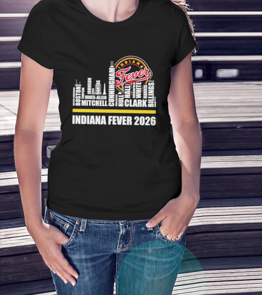 Indiana Fever 2026 Roster Skyline WNBA T-Shirt