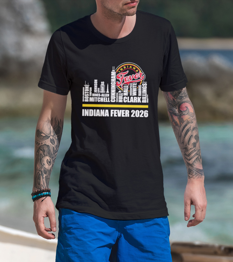 Indiana Fever 2026 Roster Skyline WNBA T-Shirt