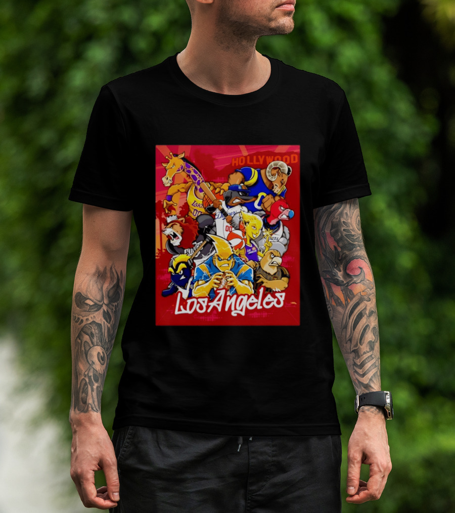 Los Angeles Legends Hollywood Sports Mashup With Dodgers Lakers Kings Rams And Clippers T-Shirt