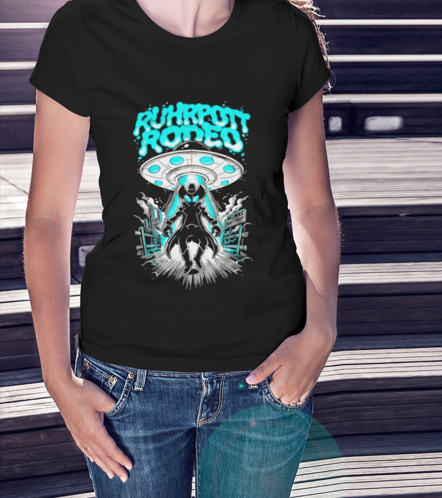 Ruhrpott Rodeo Hunxe Bottrop Alien Cowboy UFO Texas Stadium T-Shirt