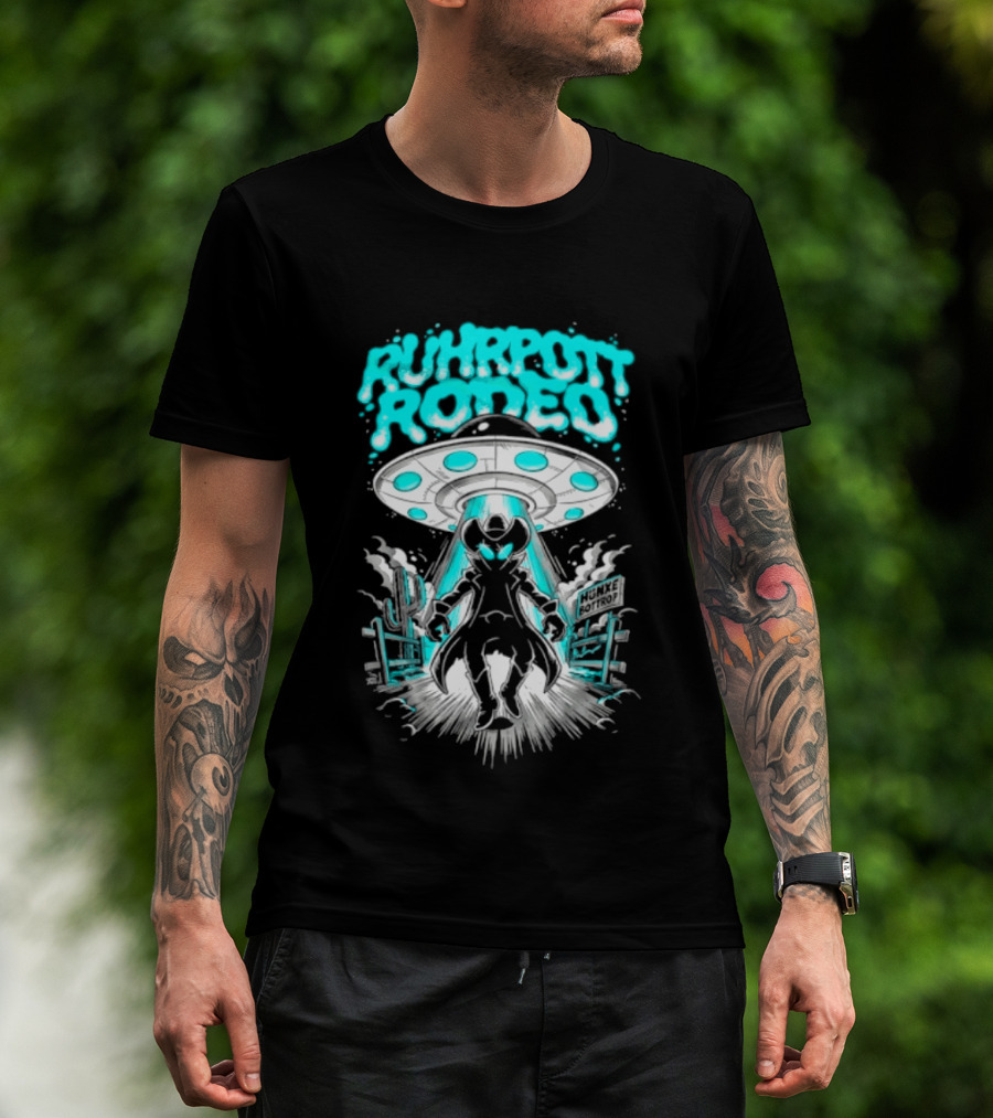 Ruhrpott Rodeo Hunxe Bottrop Alien Cowboy UFO Texas Stadium T-Shirt