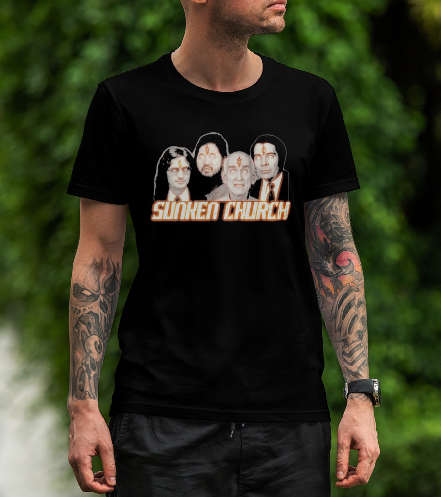 Ouija Macc Sunken Church With Four Figures And Symbol On Foreheads T-Shirt