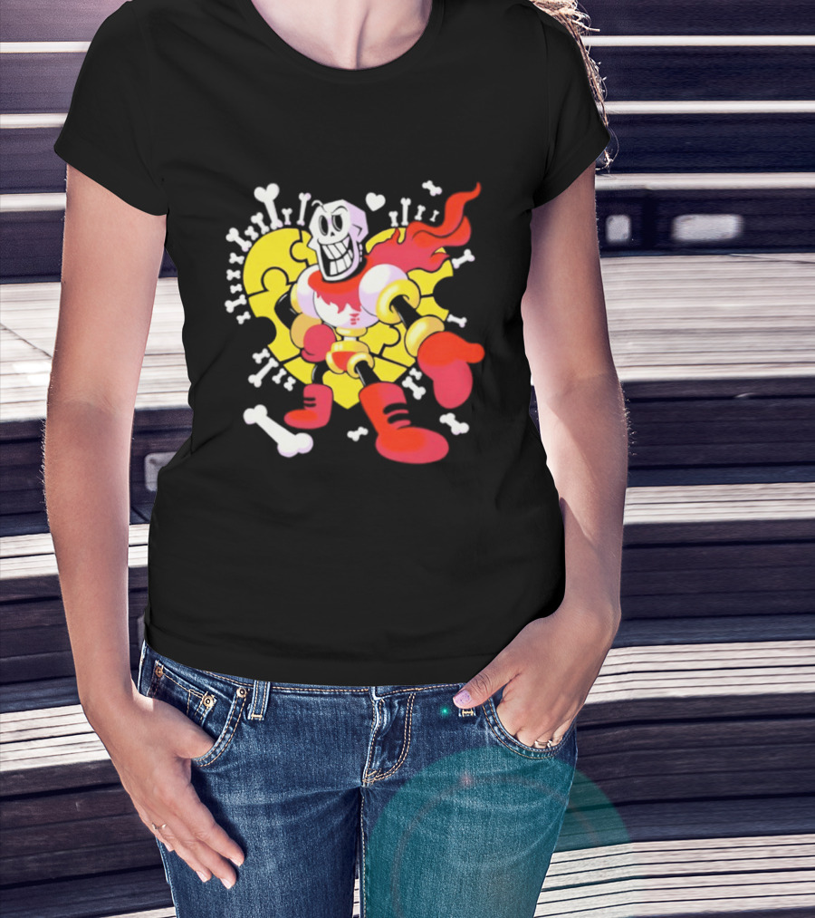Papyrus Bonetrousle 10th Anniversary Undertale Puzzle Heart Skeleton T-Shirt