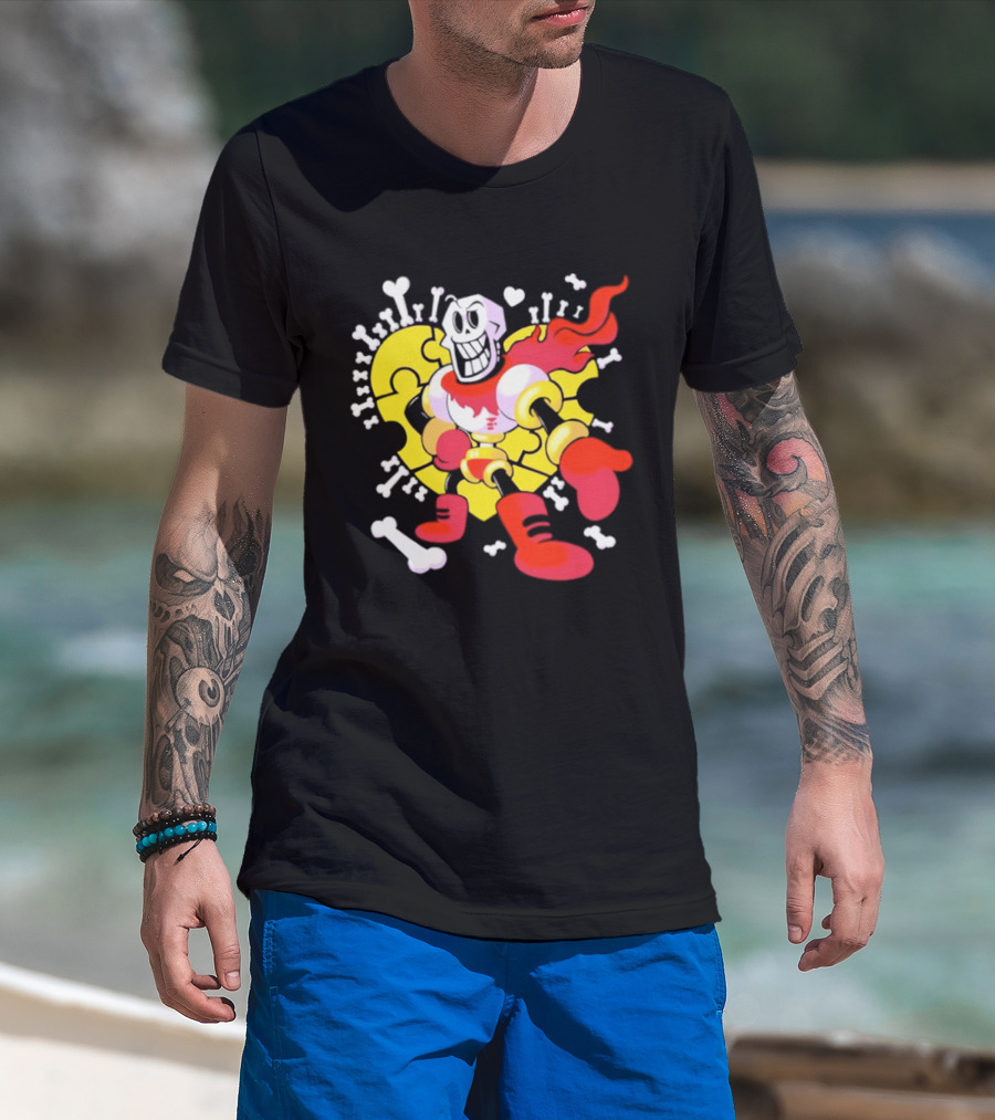 Papyrus Bonetrousle 10th Anniversary Undertale Puzzle Heart Skeleton T-Shirt
