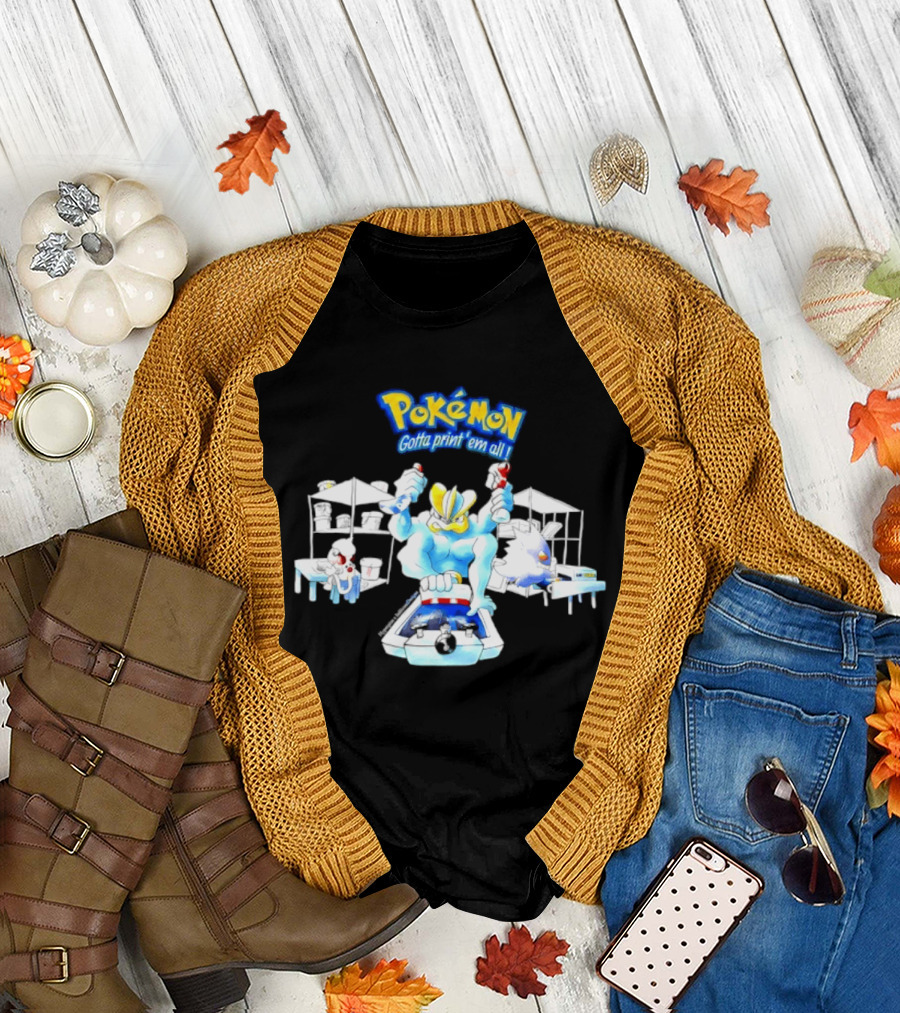 Pokemon Gotta Paint 'Em All Machamp Smeargle Gengar T-Shirt