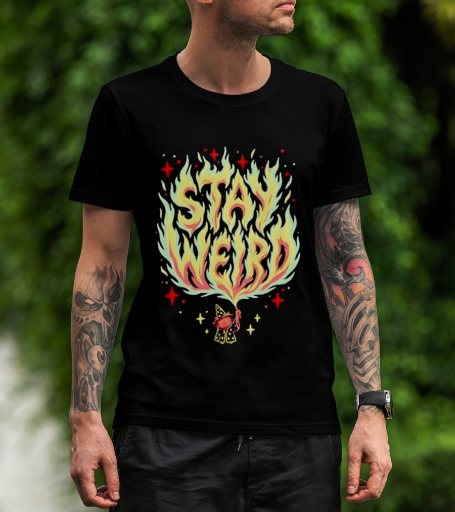 Stay Weird Witch Cat Magic Flame T-Shirt