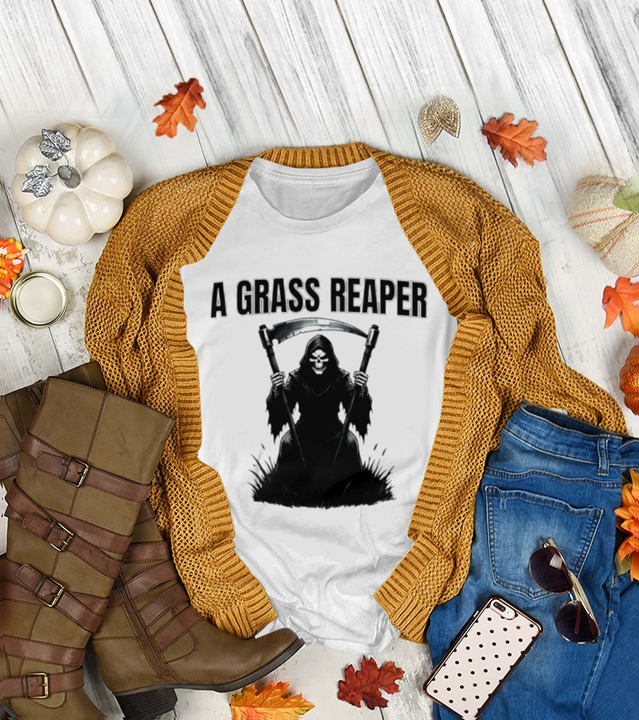 A Grass Reaper Lawn Mower Gardening T-Shirt