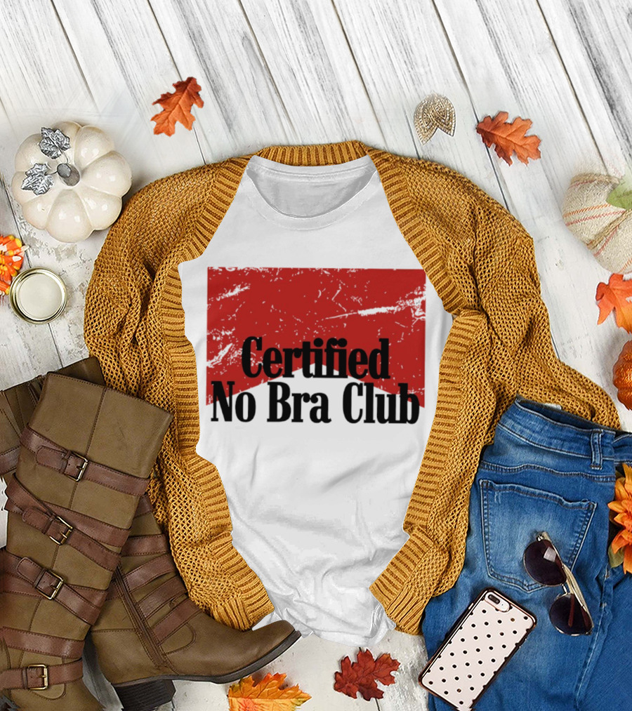 Certified No Bra Club Marlboro Parody Red Banner T-Shirt