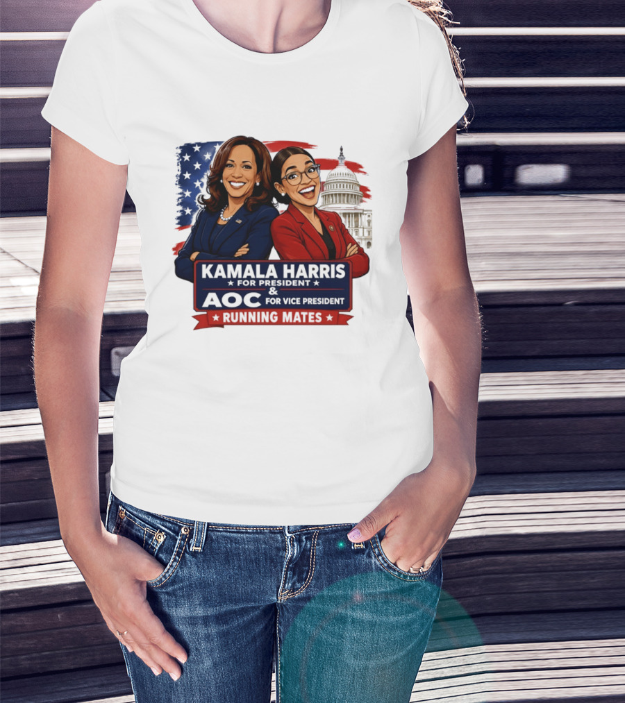 Kamala Harris For President AOC Vice President Running Mates Capitol T-Shirt