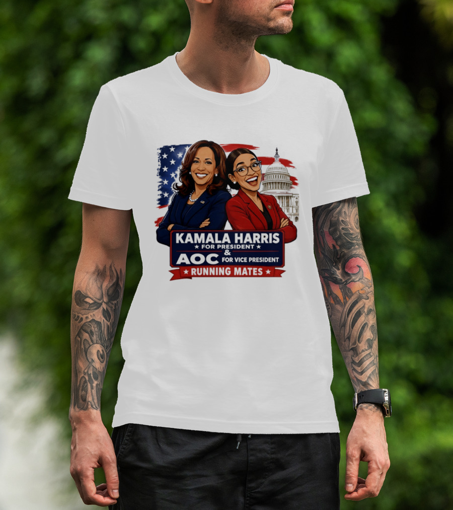Kamala Harris For President AOC Vice President Running Mates Capitol T-Shirt