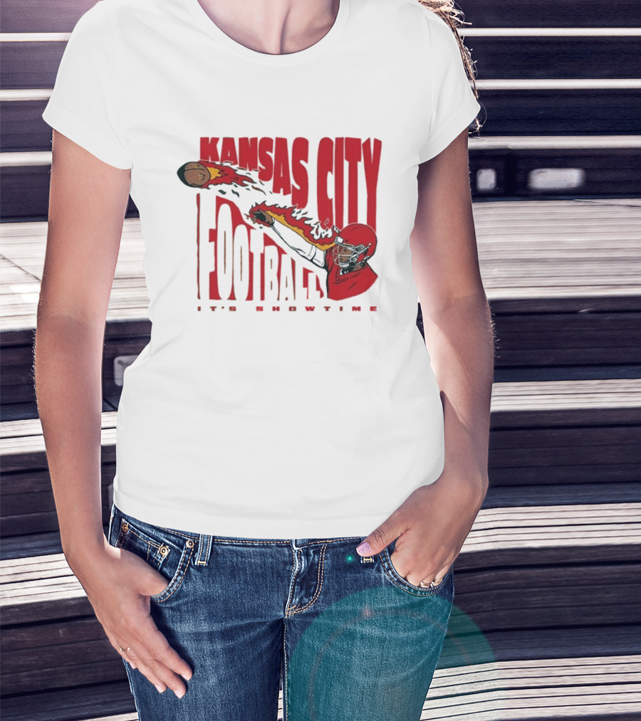 Kansas City Football It's Showtime Quarterback Fireball Pass T-Shirt
