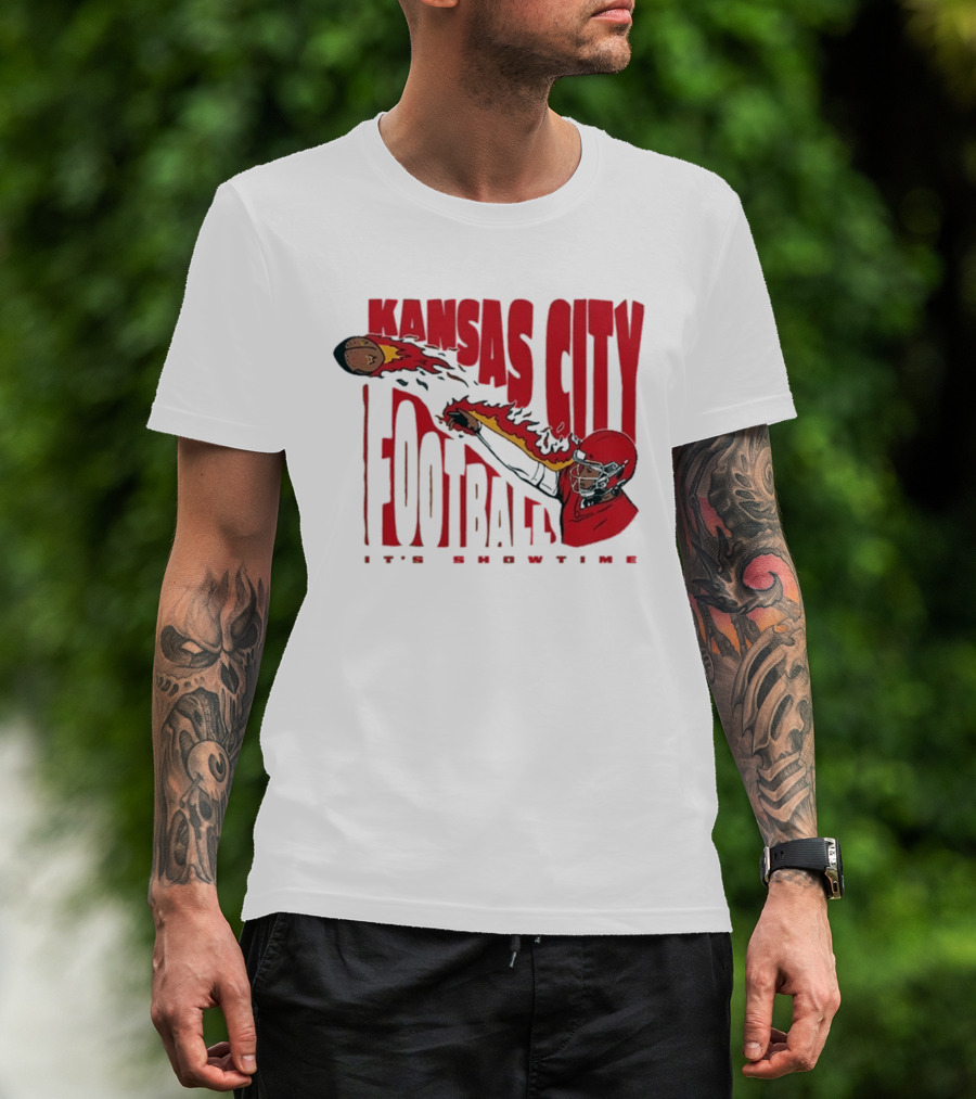 Kansas City Football It's Showtime Quarterback Fireball Pass T-Shirt