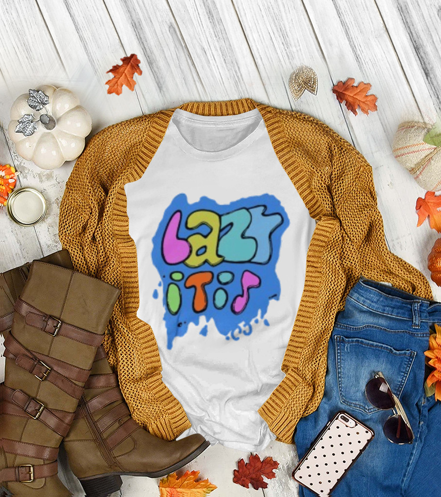 Lazy It Is Colorful Drip Graphic Blue Paint Splatter T-Shirt