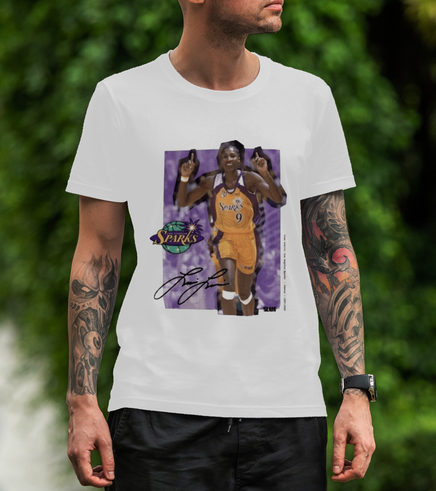 Lisa Leslie Los Angeles Sparks No 9 1997 2009 SLAM Autographed Basketball Legend T-Shirt