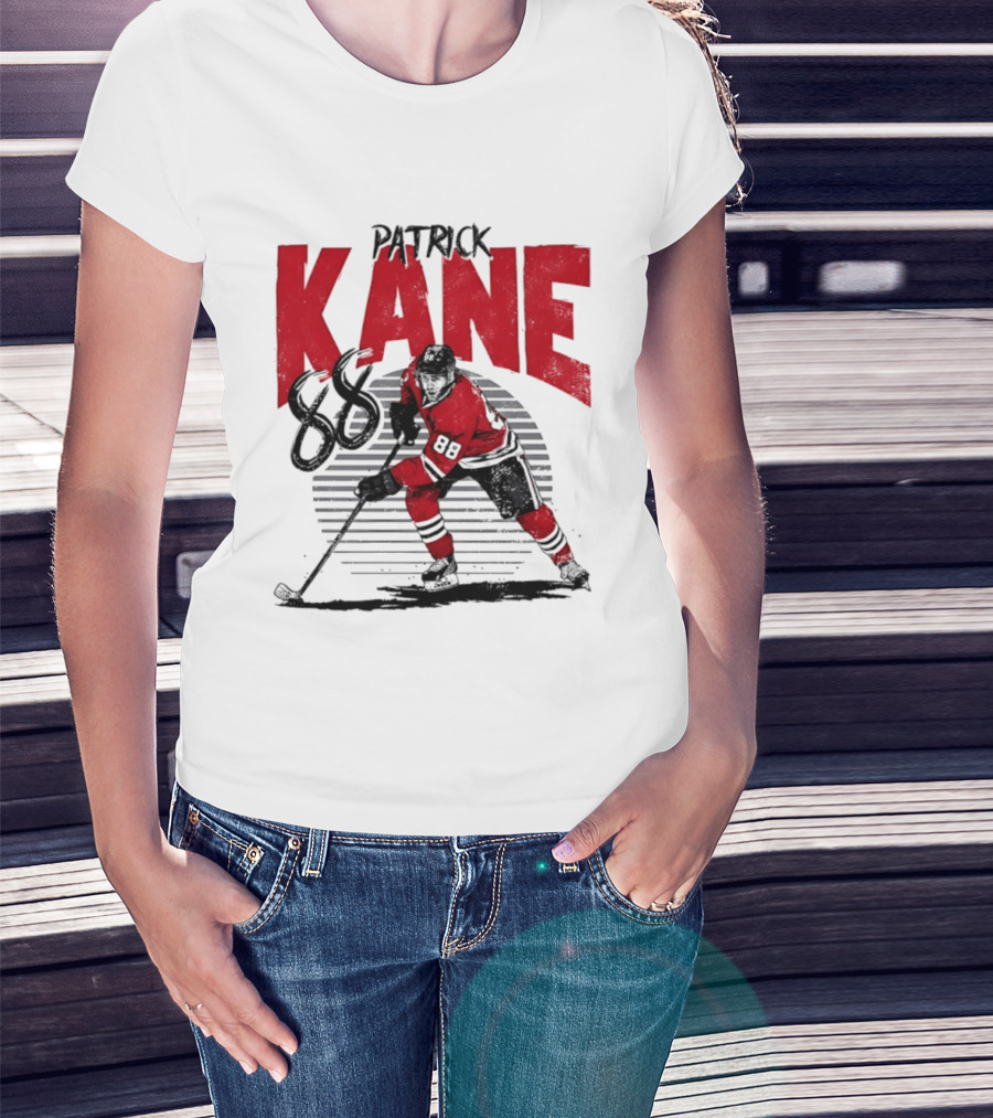 Patrick Kane 88 Chicago Blackhawks Hockey Player Action T-Shirt