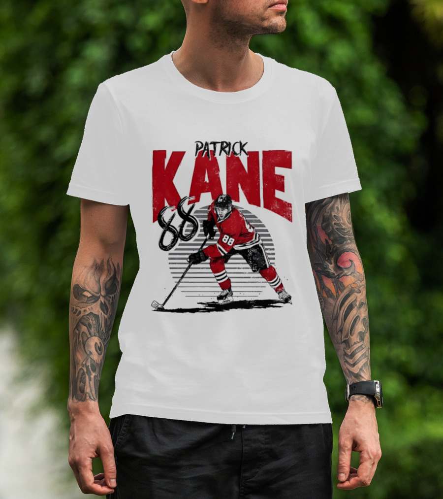 Patrick Kane 88 Chicago Blackhawks Hockey Player Action T-Shirt