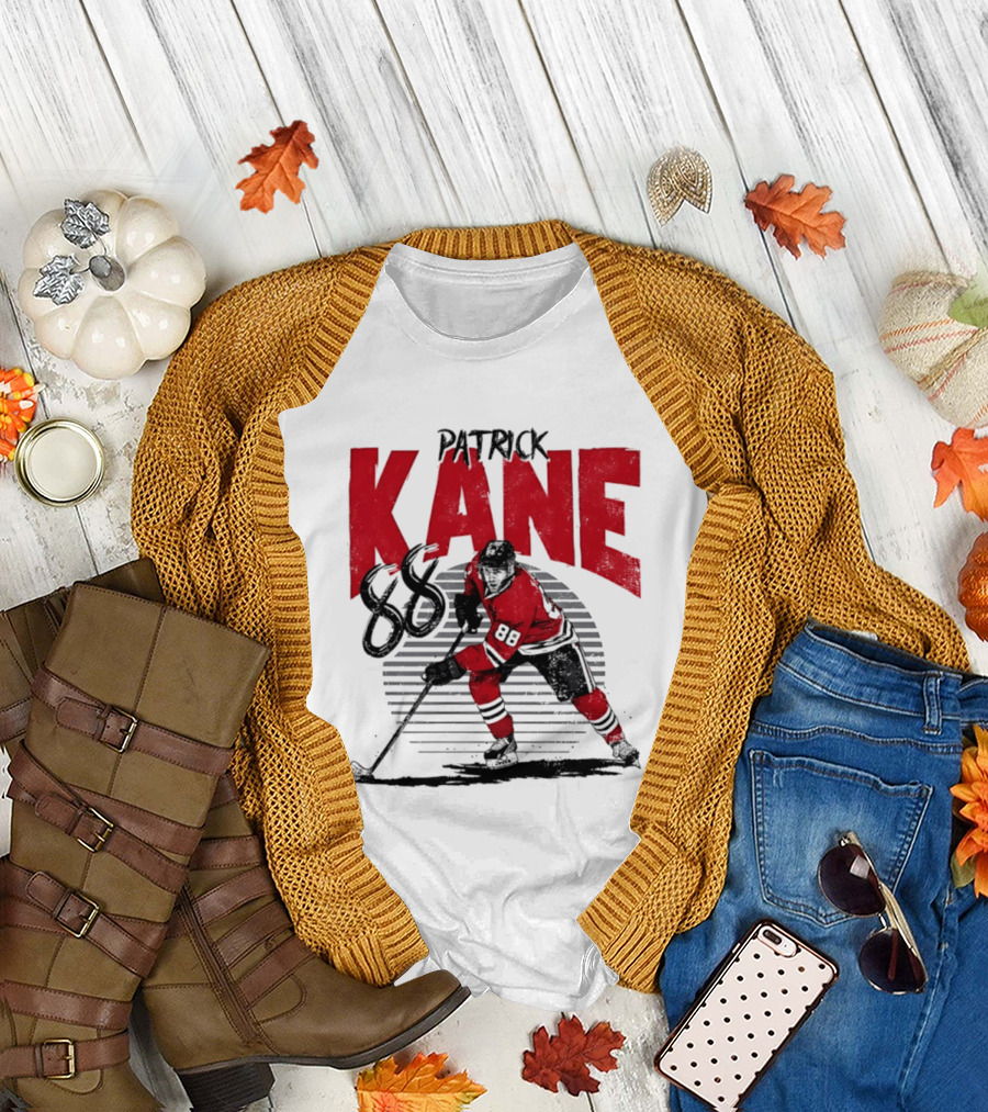 Patrick Kane 88 Chicago Blackhawks Hockey Player Action T-Shirt