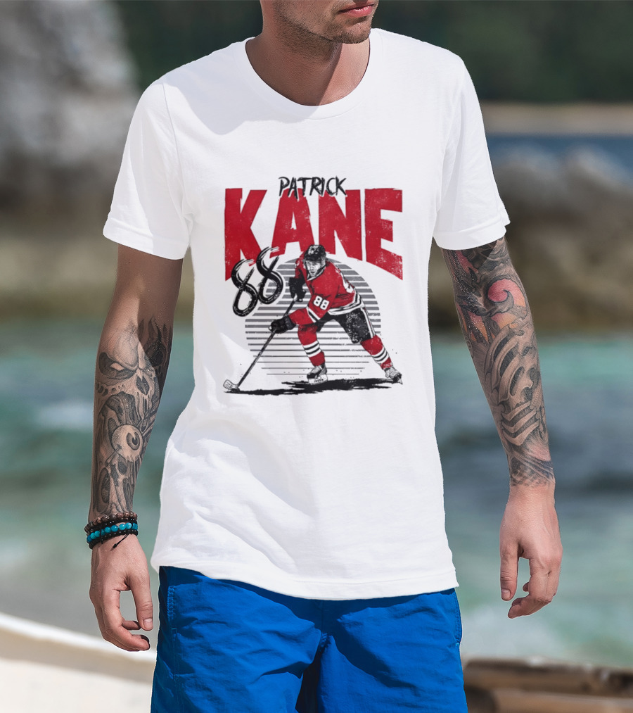 Patrick Kane 88 Chicago Blackhawks Hockey Player Action T-Shirt