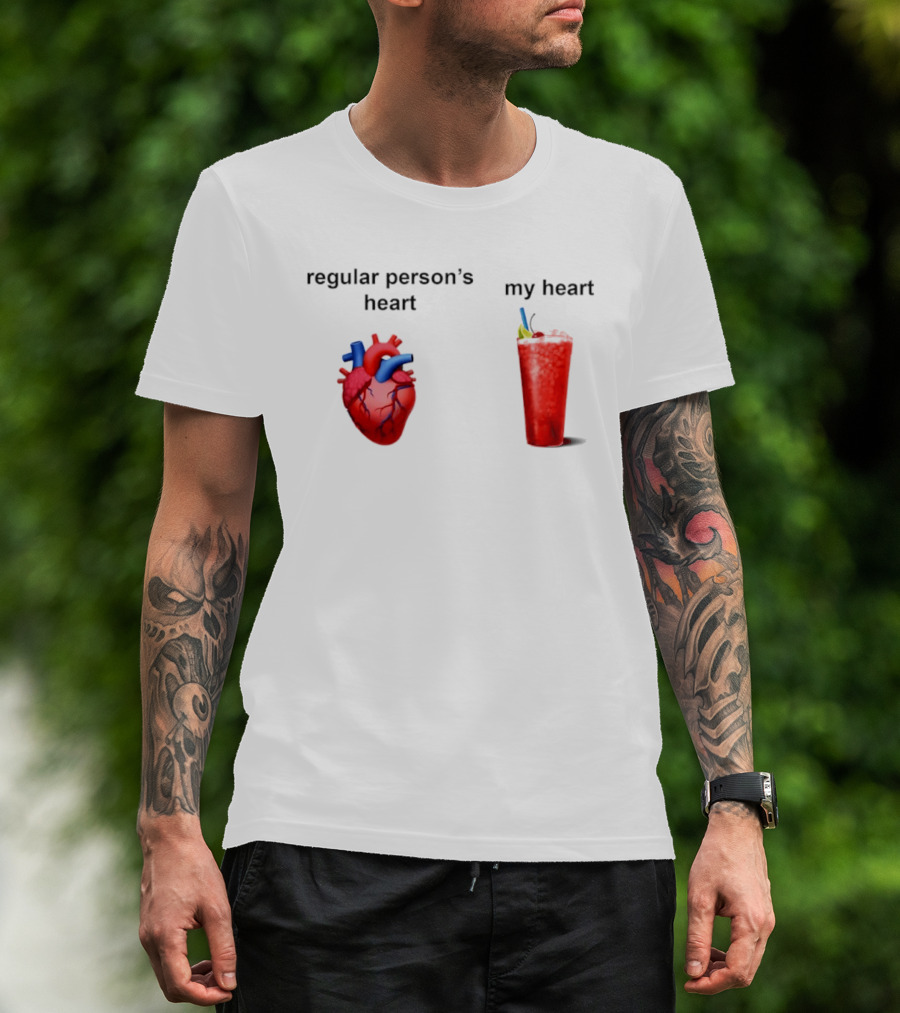 Regular Person's Heart Vs My Heart Cocktail Emoji Comparison T-Shirt